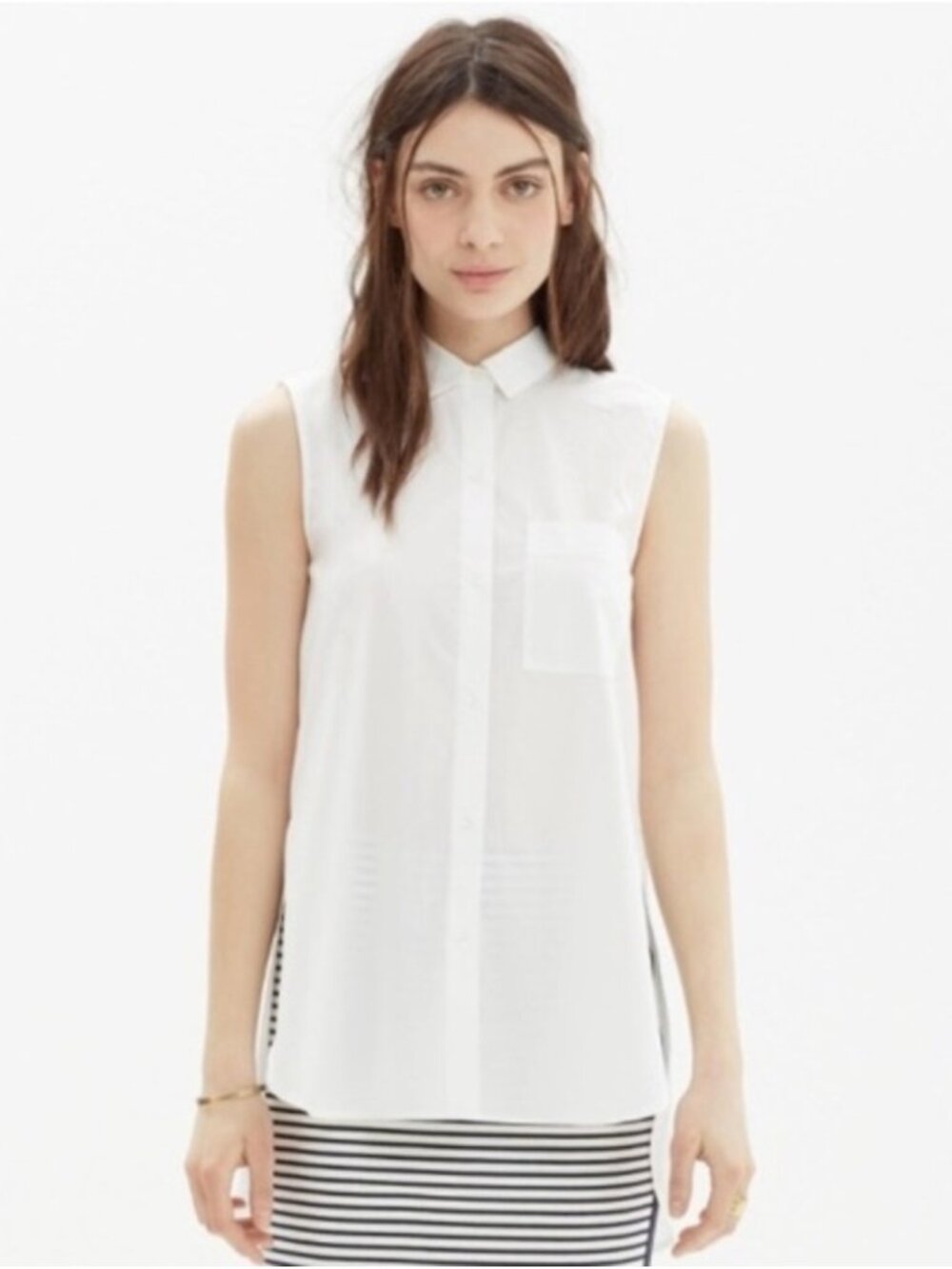 NWT Madewell Sleeveless White Composer's Shirt S